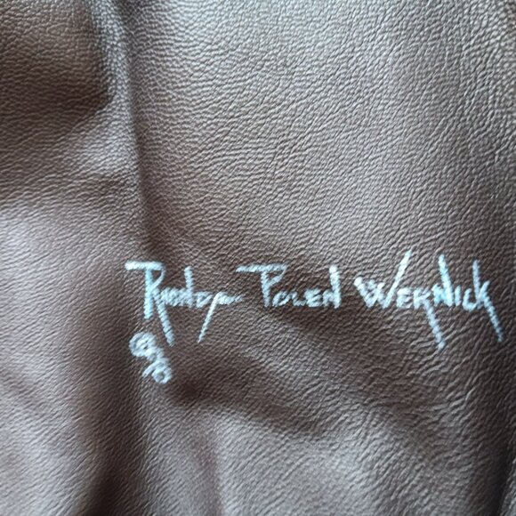 Rare 1999 Perrone Aviation Genuine Leather Bomber Jacket Nose Art  Briefing Time - Picture 4 of 10